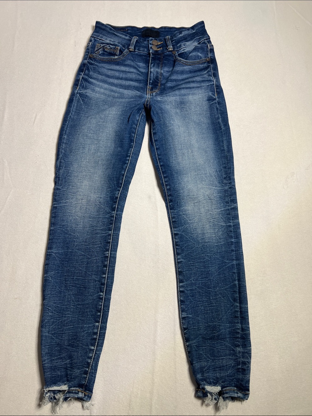 Buckle Women's Dark Blue Skinny Jeans with Washed Detail